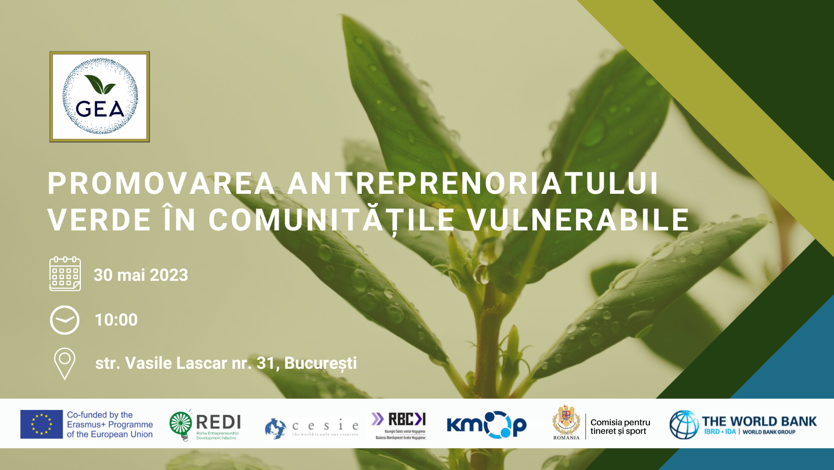 Comunicat de presă: “Promovarea antreprenoriatului verde în comunitățile vulnerabile” – eveniment in cadrul proiectului GEA